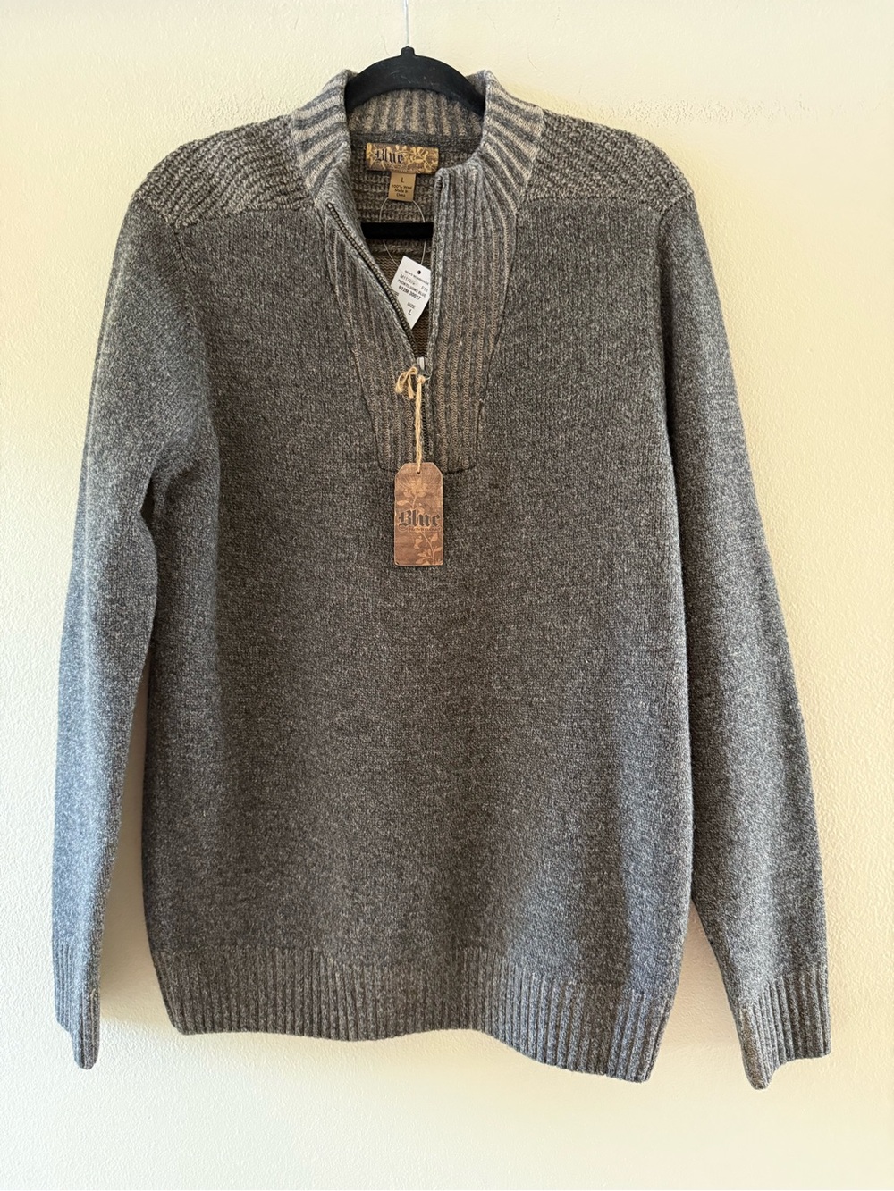 Pronto Uomo Men’s Wool Charcoal Gray Half-Zip Knit Sweater NEW